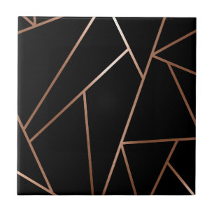 Schwarz und Rose Gold Geometric Fliese