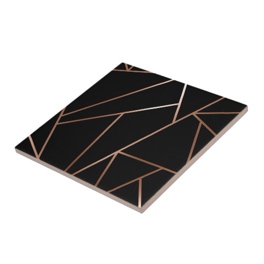Schwarz und Rose Gold Geometric Fliese (Seite)
