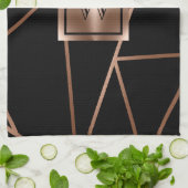 Schwarz und Rose Gold Geometric Geschirrtuch (Gefaltet)