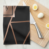 Schwarz und Rose Gold Geometric Geschirrtuch (Viertel Falte)