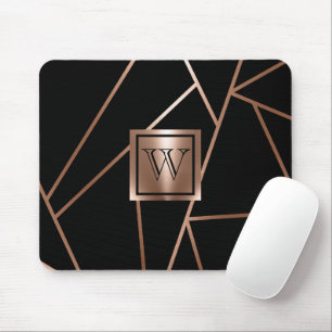 Schwarz und Rose Gold Geometric Mousepad