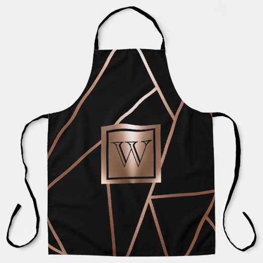 Schwarz und Rose Gold Geometric Schürze (Vorderseite)