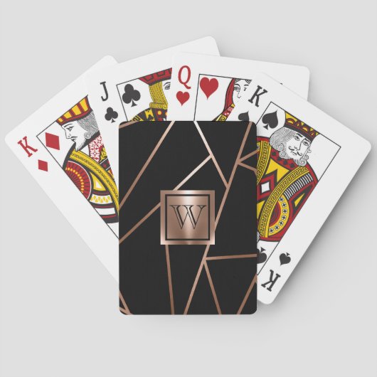 Schwarz und Rose Gold Geometric Spielkarten (Rückseite)
