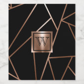 Schwarz und Rose Gold Geometric Weinetikett (Einzelnes Label)