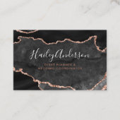 Schwarz und Rose Gold Glitzer Aquarell Gilde Agate Visitenkarte (Vorderseite)