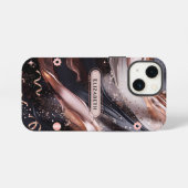 Schwarz und Rose Gold Hintergrund Personalisiertes iPhone Hülle (Rückseite (Horizontal))