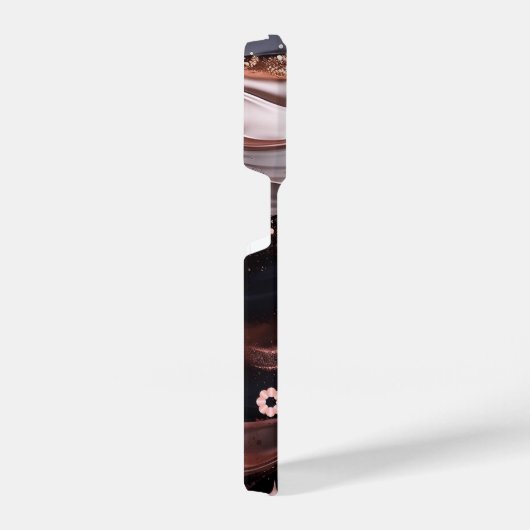 Schwarz und Rose Gold Hintergrund Personalisiertes iPhone Hülle (Rechte Seite)