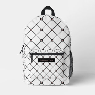 Schwarz und Rose Gold in einem weißen Hintergrund Bedruckter Rucksack