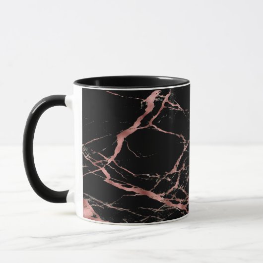 Schwarz und Rose Gold Marmor Kaffee Tasse (Links)