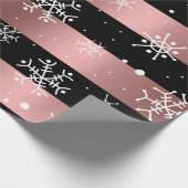 Schwarz und Rose Gold mit Schneeflocken Geschenkpapier (Ecke)