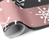 Schwarz und Rose Gold mit Schneeflocken Geschenkpapier (Rolleneckpunkt)