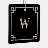 Schwarz und Rose Gold Rosa Griechischer Schlüssel Keramikornament (Rechts)