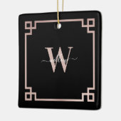 Schwarz und Rose Gold Rosa Griechischer Schlüssel  Keramikornament (Links)