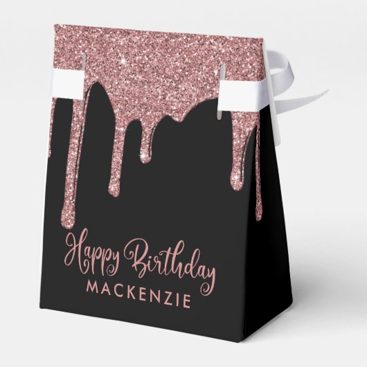 Schwarz und Rose Gold Sparkone Glitzer Tropfen Geb Geschenkschachtel (Rückseite)