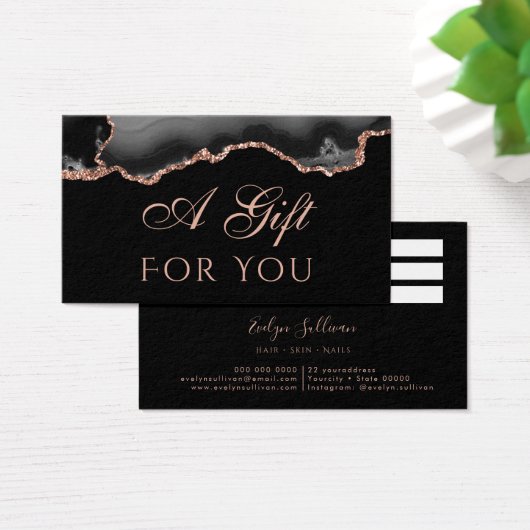 Schwarz und Rose Gold Tor auf Black Gift Card (Schreibtisch)