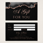 Schwarz und Rose Gold Tor auf Black Gift Card (Vorne & Hinten)