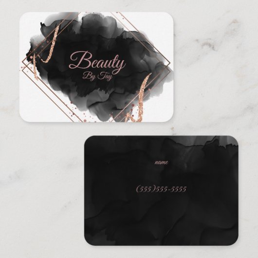 Schwarz und Rose Gold Visitenkarte Rosa (Vorne/Hinten)