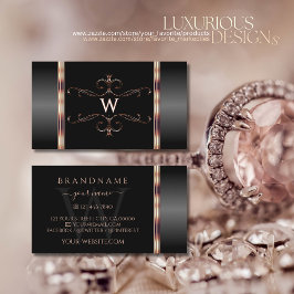 Schwarz und Rose Verzierte Ornamente aus Gold mit  Visitenkarte