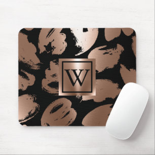Schwarz und Rosen Gold Abstrakte Brush Mousepad