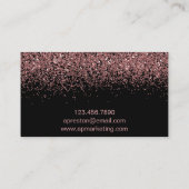Schwarz-und Rosen-GoldGlitzer-Geschäfts-Karten Visitenkarte (Rückseite)