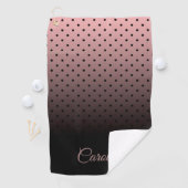 Schwarz-und Rosen-Punkt-Muster Golfhandtuch (Insitu)