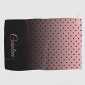 Schwarz-und Rosen-Punkt-Muster Golfhandtuch (Horizontal)