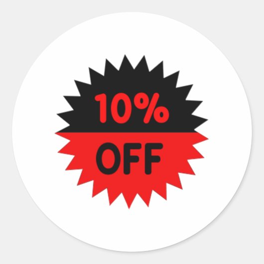 Schwarz und Rot 10 Prozent weniger Runder Aufkleber (Vorderseite)