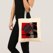 Schwarz und Rot, abstrakt, Gemälde, geometrisch Tragetasche (Vorderseite (Produkt))