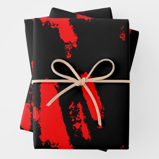 Schwarz und Rot Abstrakt Geschenkpapier Set (Beispiel)