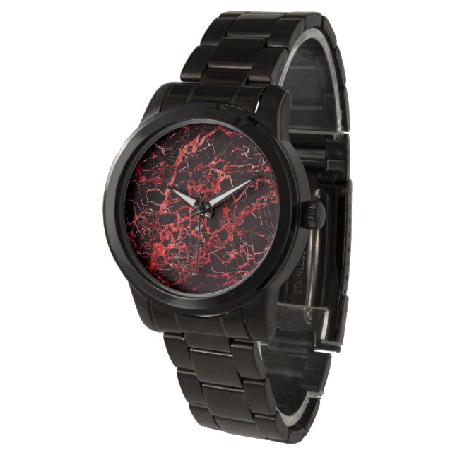 Schwarz und Rot Armbanduhr (Schrägansicht)