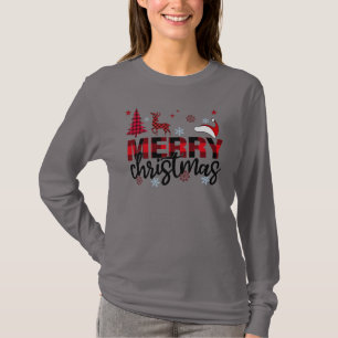 Schwarz und Rot Buffalo Kariert Frohe Weihnachtsge T-Shirt