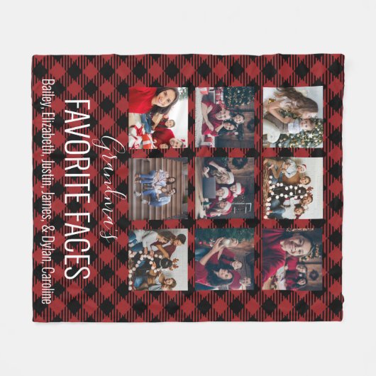 Schwarz und Rot Buffalo Kariert Personalisiert 9 F Fleecedecke (Vorderseite (Horizontal))