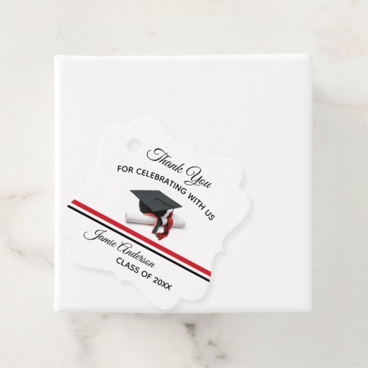 Schwarz und Rot Cap & Tassel | ABSCHLUSS Geschenkanhänger (Beispiel)