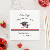 Schwarz und Rot Cap & Tassel | Graduierungspartei Serviette (Beispiel)