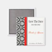 Schwarz und Rot Damask Save the Date Magnet (Vorderseite/Rückseite)