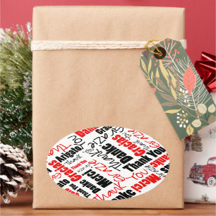 Schwarz und Rot danke, Wolke abzufassen Ovaler Aufkleber