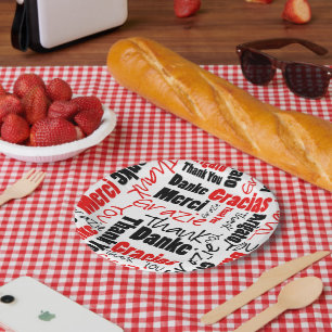 Schwarz und Rot danke, Wolke abzufassen Pappteller