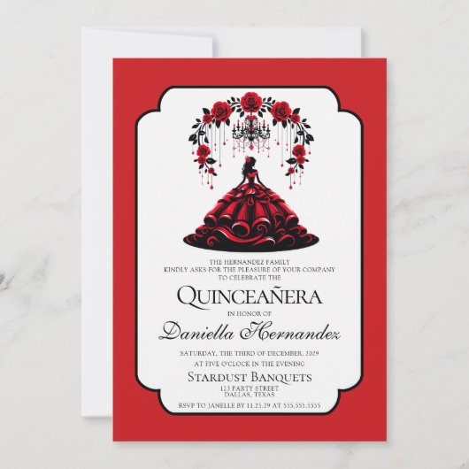 Schwarz und Rot Einladung (Vorderseite)