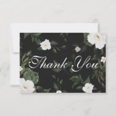 Schwarz und Rot Elegant Blumenhochzeit Vielen Dank Dankeskarte (Rückseite)