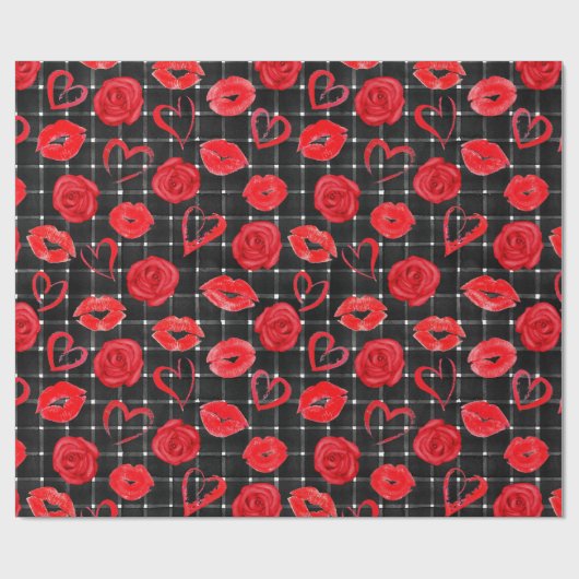 Schwarz und Rot Geschenkpapier (Flach)