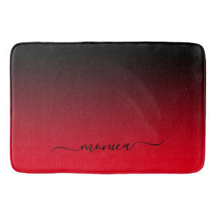 Schwarz und Rot Gradient Eleganter Name Badematte