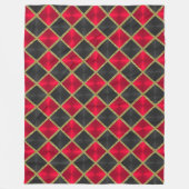 Schwarz und Rot mit Goldplätzen Fleecedecke (Vorderseite)