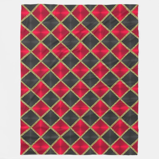 Schwarz und Rot mit Goldplätzen Fleecedecke (Vorderseite)