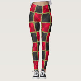 Schwarz und Rot mit Goldplätzen Leggings