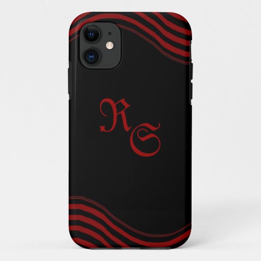 Schwarz und Rot mit Streifen Case-Mate iPhone Hülle (Rückseite)