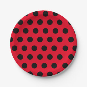 Schwarz und Rot-Mittelwert Polka Dot Chic Pappteller