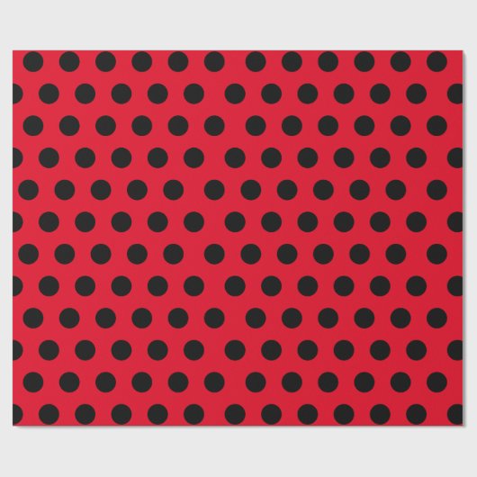 Schwarz und Rot, mittleres Polka-Dot-Wrapping-Papi Geschenkpapier (Flach)