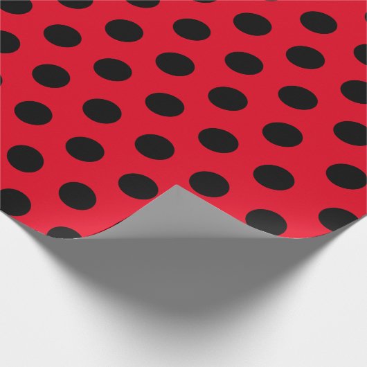 Schwarz und Rot, mittleres Polka-Dot-Wrapping-Papi Geschenkpapier (Ecke)
