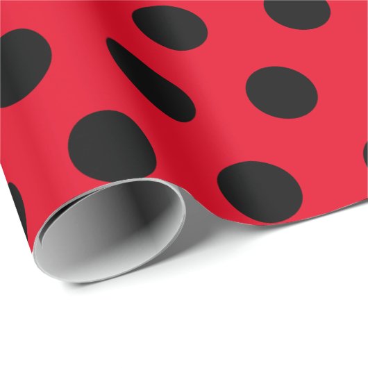 Schwarz und Rot, mittleres Polka-Dot-Wrapping-Papi Geschenkpapier (Rolleneckpunkt)