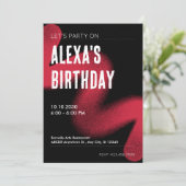 Schwarz und Rot Moderne Grunge Moderne Kunst Gebur Einladung (Stehend Vorderseite)